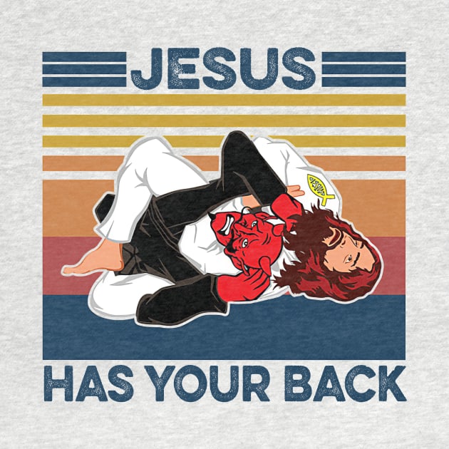 Brazilian Jiu Jitsu Tees Christian Tees Jesus Has Your Back Vintage by cobiepacior